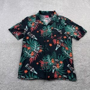 Coca Cola Shirt mens Small Black Floral Coke Bottles Hawaiian Aloha Camp Collar‎